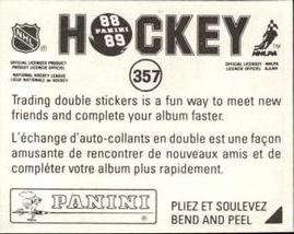 1988-89 Panini Hockey Stickers #357 Anton Stastny Back