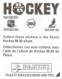 1988-89 Panini Hockey Stickers #360 Quebec Nordiques Back
