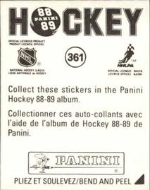 1988-89 Panini Stickers #361 Washington Capitals Team Logo Back