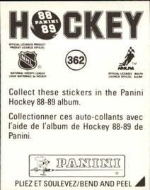 1988-89 Panini Hockey Stickers #362 Washington Capitals Uniform Back
