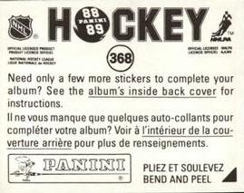 1988-89 Panini Hockey Stickers #368 Scott Stevens Back