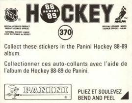 1988-89 Panini Hockey Stickers #370 Mike Gartner Back