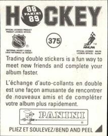 1988-89 Panini Hockey Stickers #375 Washington Capitals Back