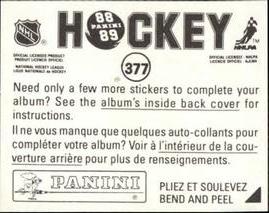1988-89 Panini Hockey Stickers #377 Hockey Rink Back