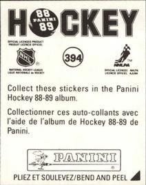 1988-89 Panini Hockey Stickers #394 Unsportsmanlike Conduct Back
