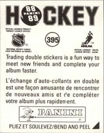 1988-89 Panini Hockey Stickers #395 Wash-Out Back