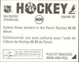 1988-89 Panini Hockey Stickers #400 Mario Lemieux Back