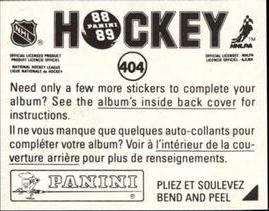 1988-89 Panini Hockey Stickers #404 Joe Nieuwendyk Back