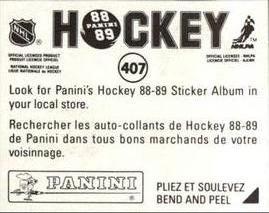 1988-89 Panini Hockey Stickers #407 Guy Carbonneau Back