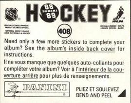 1988-89 Panini Hockey Stickers #408 Brad McCrimmon Back