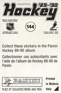 1989-90 Panini Hockey Stickers #144 Wendel Clark Back