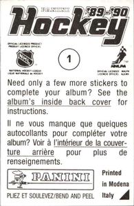 1989-90 Panini Hockey Stickers #1 NHL Logo Back