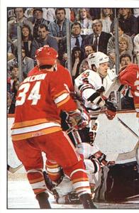 1989-90 Panini Hockey Stickers #6 Calgary / Chicago Action Front