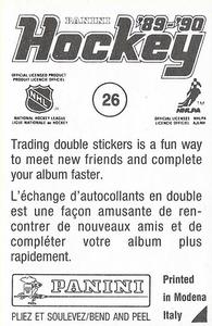 1989-90 Panini Hockey Stickers #26 Calgary Flames Logo Back