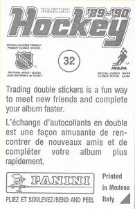1989-90 Panini Hockey Stickers #32 Al MacInnis Back