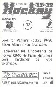 1989-90 Panini Hockey Stickers #47 Dave Manson Back