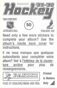 1989-90 Panini Hockey Stickers #50 Steve Thomas Back