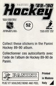 1989-90 Panini Hockey Stickers #52 Wayne Presley Back