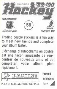 1989-90 Panini Stickers #59 Greg Stefan Back