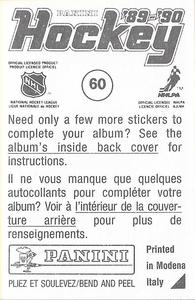 1989-90 Panini Hockey Stickers #60 David Barr Back
