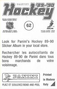 1989-90 Panini Hockey Stickers #62 Steve Chiasson Back