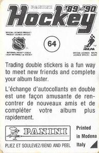 1989-90 Panini Stickers #64 Rick Zombo Back