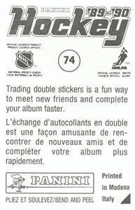 1989-90 Panini Hockey Stickers #74 Mark Messier Back