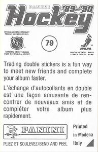 1989-90 Panini Hockey Stickers #79 Kevin Lowe Back
