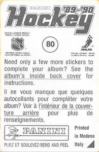 1989-90 Panini Hockey Stickers #80 Craig Muni Back