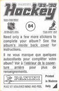 1989-90 Panini Hockey Stickers #84 Normand Lacombe Back