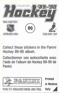 1989-90 Panini Hockey Stickers #86 Los Angeles Kings Logo Back