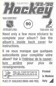 1989-90 Panini Hockey Stickers #90 John Tonelli Back