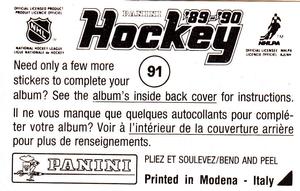 1989-90 Panini Hockey Stickers #91 Los Angeles / Edmonton Action Back