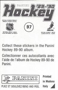 1989-90 Panini Hockey Stickers #97 Glenn Healy Back