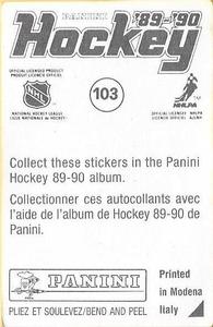 1989-90 Panini Hockey Stickers #103 Dave Gagner Back
