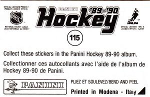 1989-90 Panini Stickers #115 Metropolitan Sports Center Back