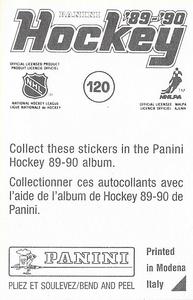 1989-90 Panini Stickers #120 Vincent Riendeau Back