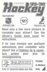 1989-90 Panini Stickers #127 Paul Cavallini Back