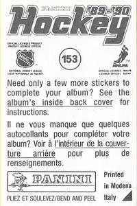 1989-90 Panini Hockey Stickers #153 Barry Pederson Back
