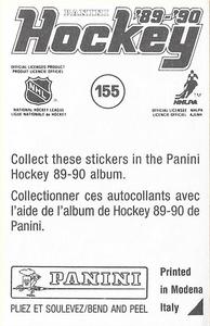 1989-90 Panini Hockey Stickers #155 Kirk McLean Back