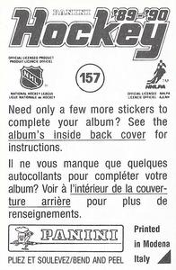 1989-90 Panini Hockey Stickers #157 Rich Sutter Back