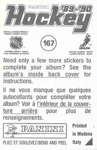1989-90 Panini Hockey Stickers #167 Dave Ellett Back