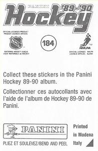 1989-90 Panini Hockey Stickers #184 Mario Lemieux Back