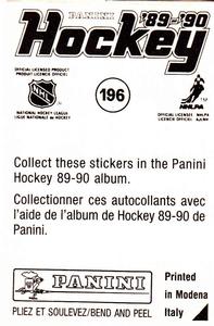 1989-90 Panini Hockey Stickers #196 Bob Carpenter Back