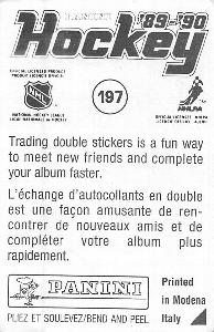1989-90 Panini Hockey Stickers #197 Randy Burridge Back