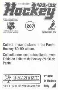 1989-90 Panini Stickers #207 Christian Ruuttu Back