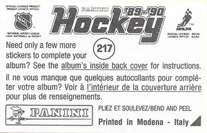 1989-90 Panini Hockey Stickers #217 Memorial Auditorium Back