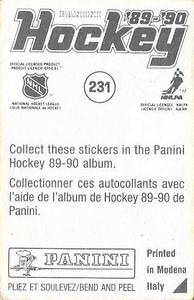 1989-90 Panini Hockey Stickers #231 Don Maloney Back
