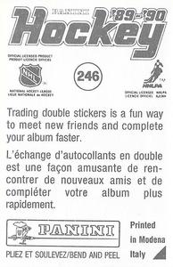 1989-90 Panini Hockey Stickers #246 Brian Hayward Back