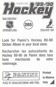 1989-90 Panini Stickers #265 Mark Fitzpatrick Back